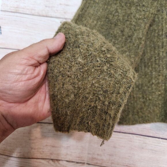 Madewell Sweater Women's M Hunter Green Wool Camel Hair Blend Crewneck Pullover - Picture 12 of 13